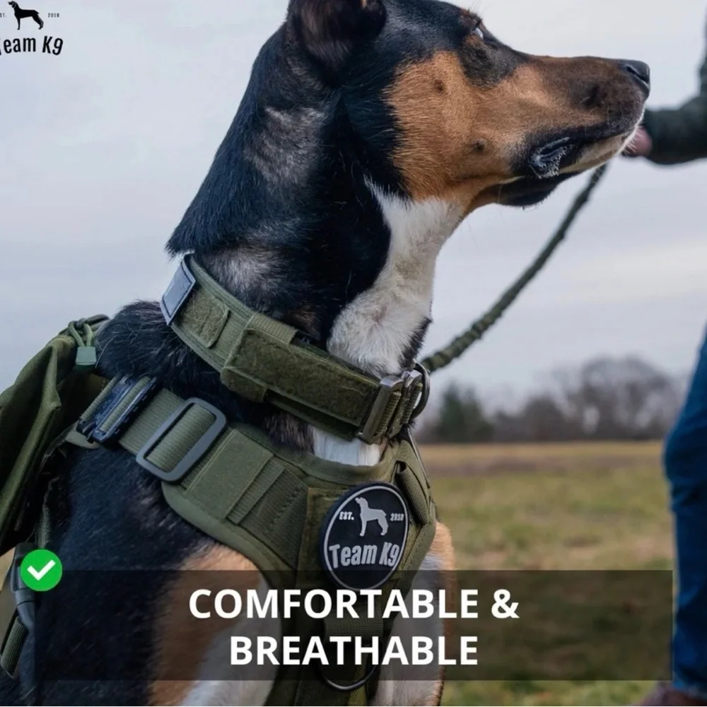 Tactical Dog Harness K9 Military Style No-Pull Working Dog Vest Medium Black NEW